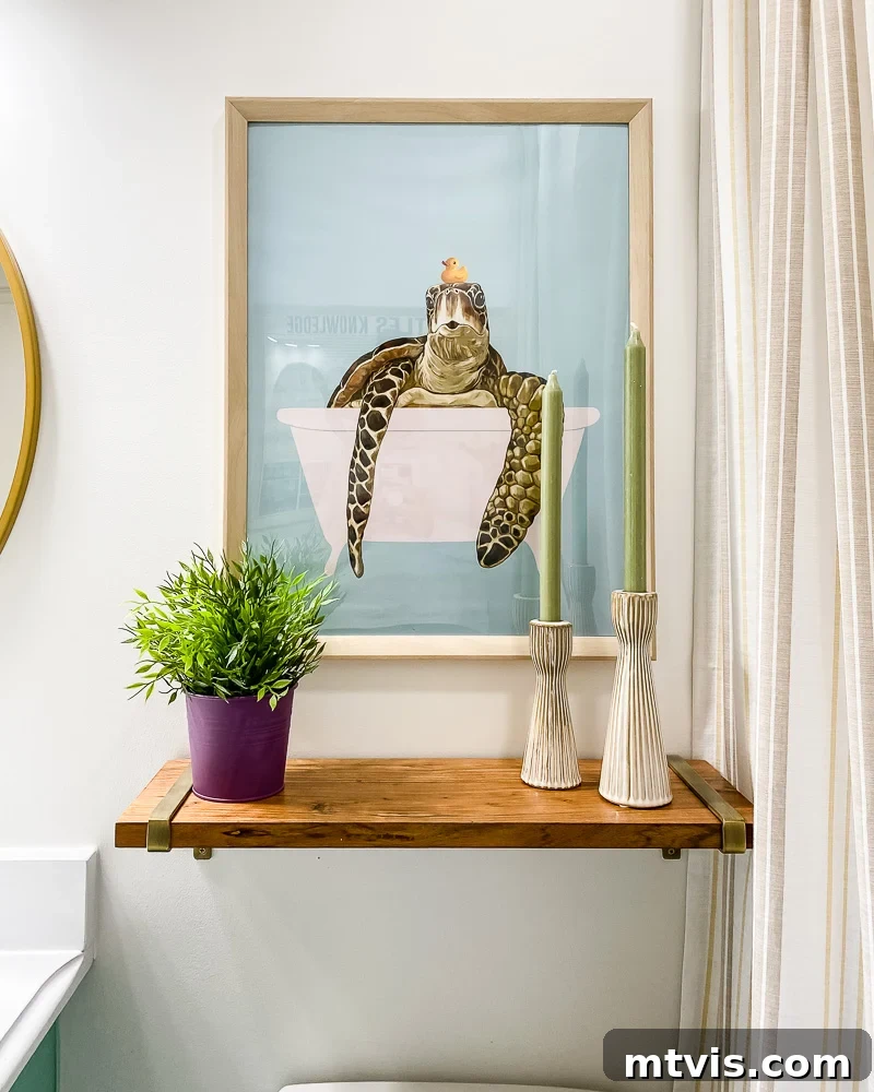 turtle poster in bathroom