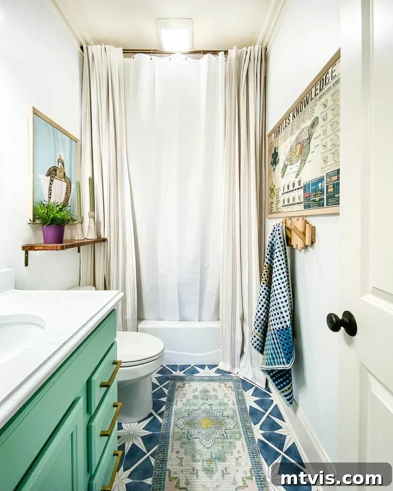 bathroom makeover with tile stickers
