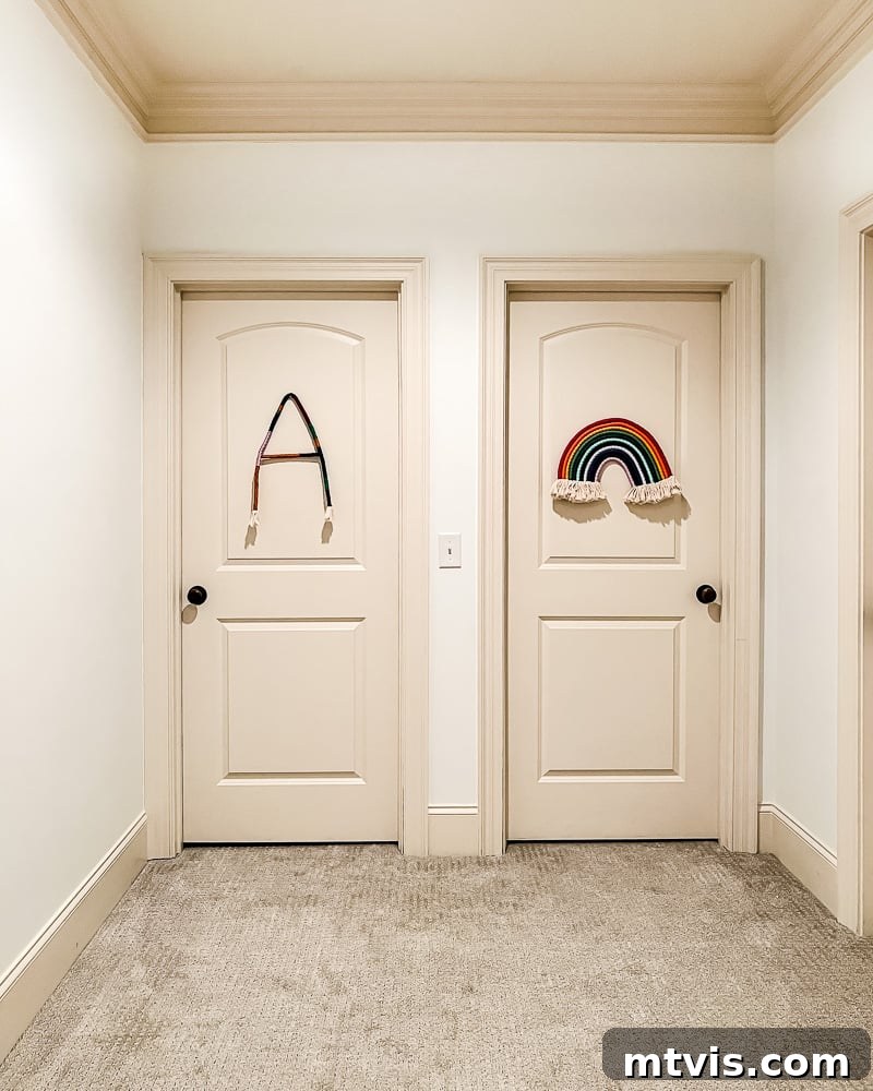 Decorate Your Bedroom Doors Apartment Style 3 plain bedroom doors side-by-side in hallway