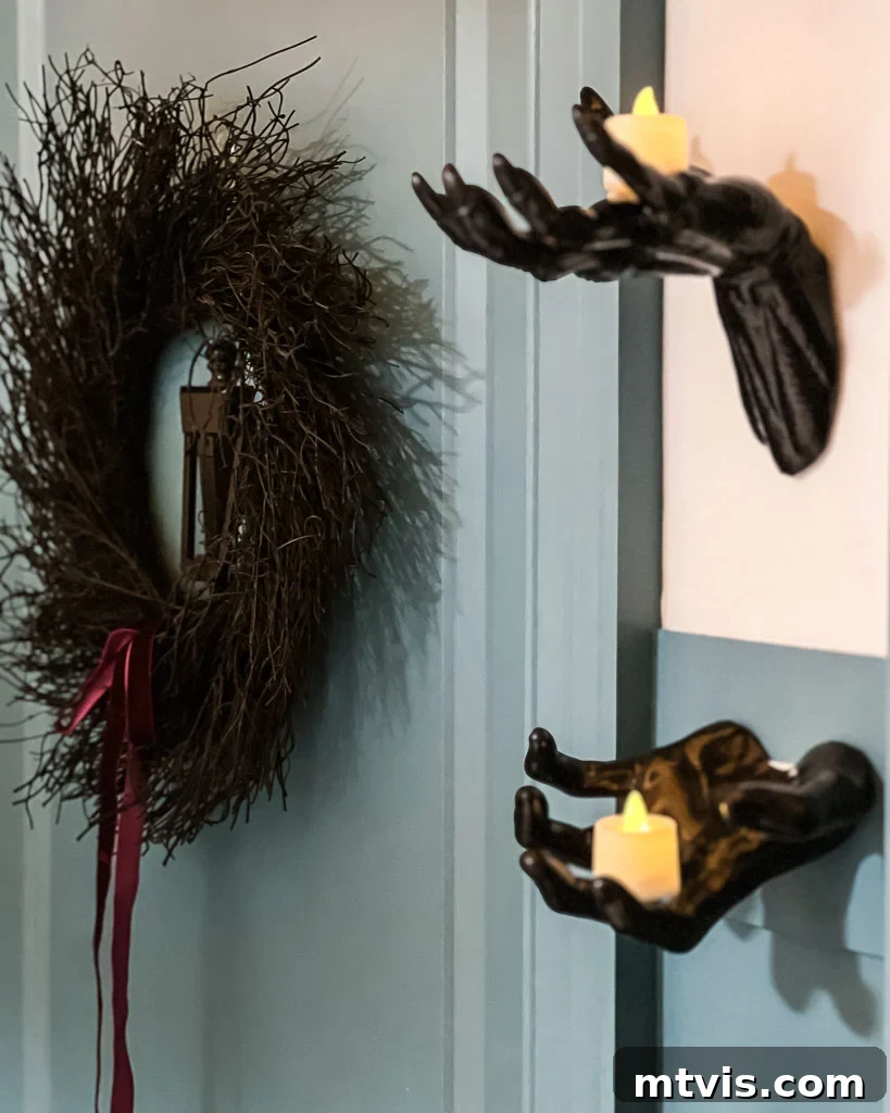 Decorate Your Bedroom Doors Apartment Style 7 kid's bedroom door with Halloween wreath and door knocker