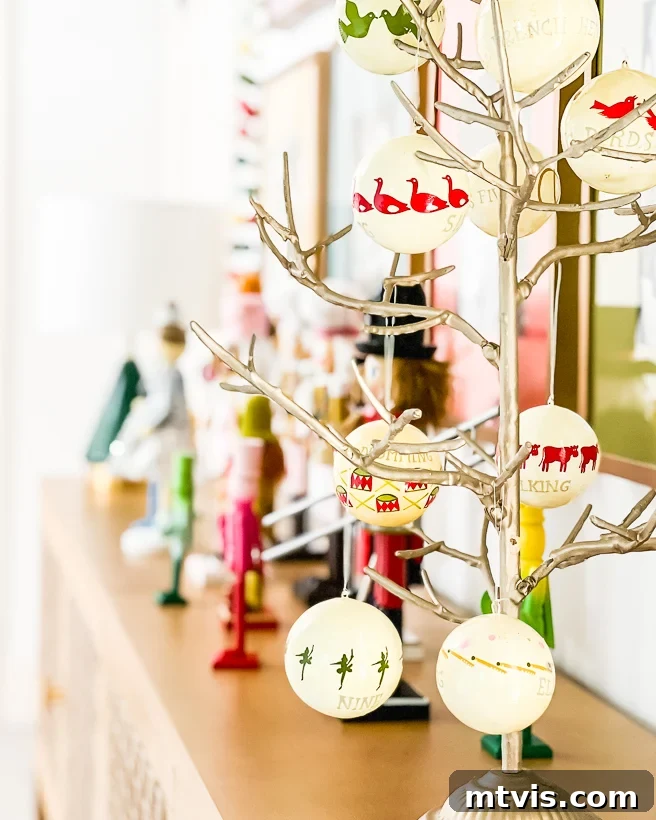 Another view of the festive hallway landing, celebrating family traditions.