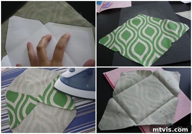 Felt Doll Magic: Create Your Own Playtime Friends 10 A custom-made fabric envelope with numbered flaps, designed to store felt doll clothes, glued inside the felt dress-up doll book.
