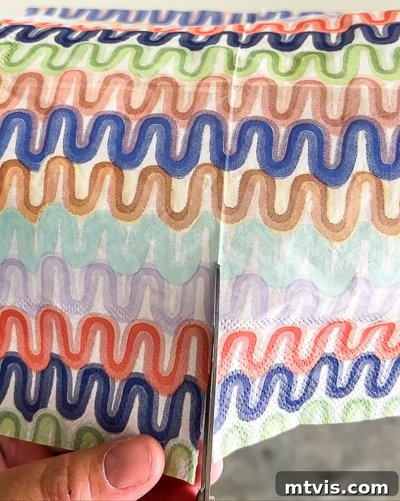 Unleash Your Style with Napkin Decoupage 7 cutting colorful napkin