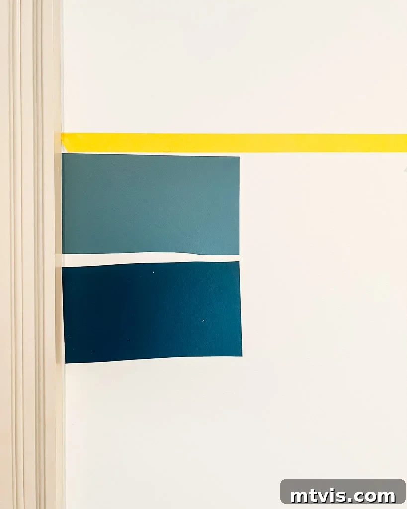 The Truth About Samplize Peel and Stick Paint Samples 3 Samplize peel and stick paint samples on white wall