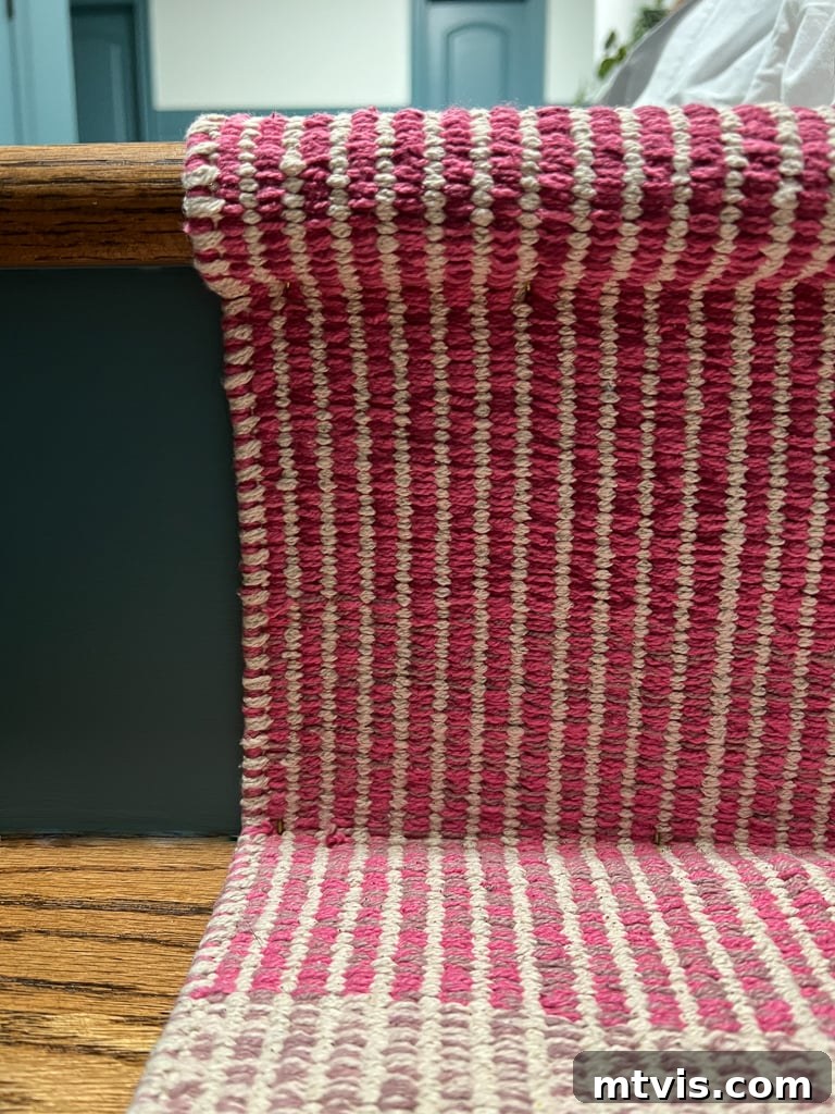 Ultimate Guide to Stair Runner Installation 12 Wrapping the stair runner tightly around the bullnose of a stair tread for a smooth, continuous look.