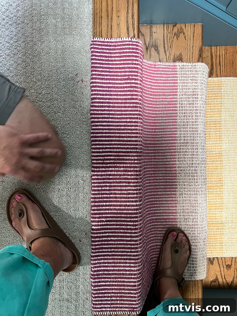 Ultimate Guide to Stair Runner Installation 11 Stapling the top edge of the stair runner securely into the top stair tread.