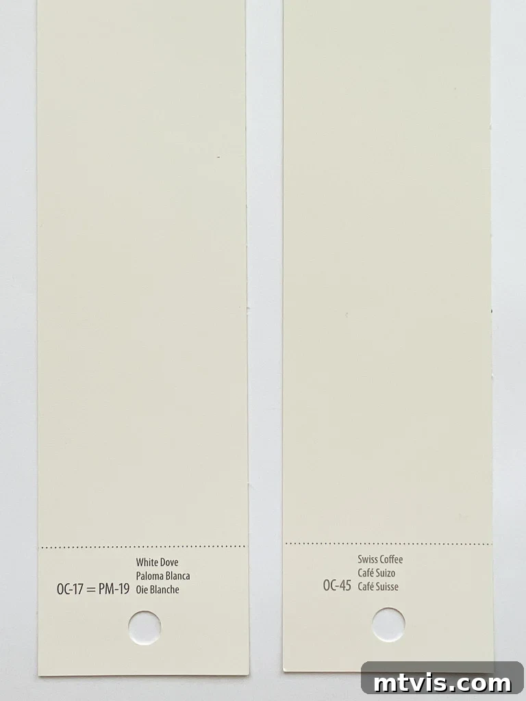 Benjamin Moore Swiss Coffee Your Perfect Fit 7 Benjamin Moore Swiss Coffee vs. White Dove