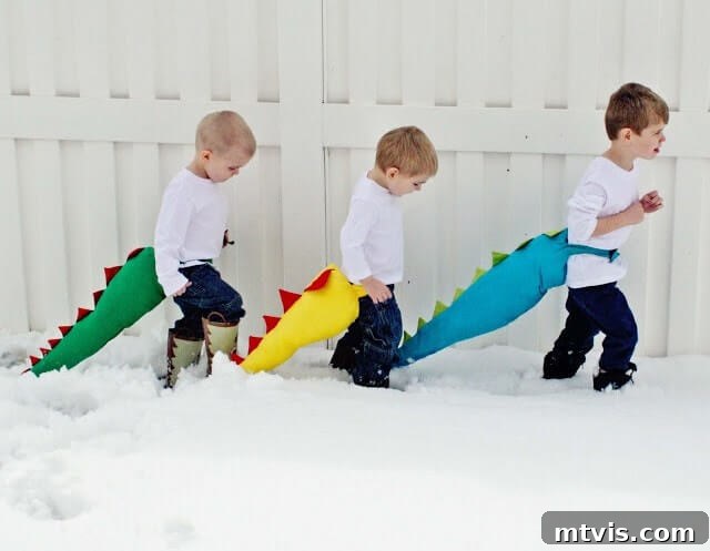 DIY dragon or dinosaur tails