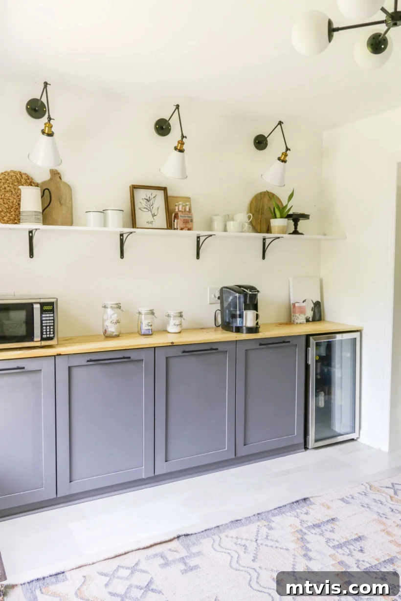 Chic and Functional Coffee Bar Designs 17 diy kitchen cabinets with spot for coffee maker