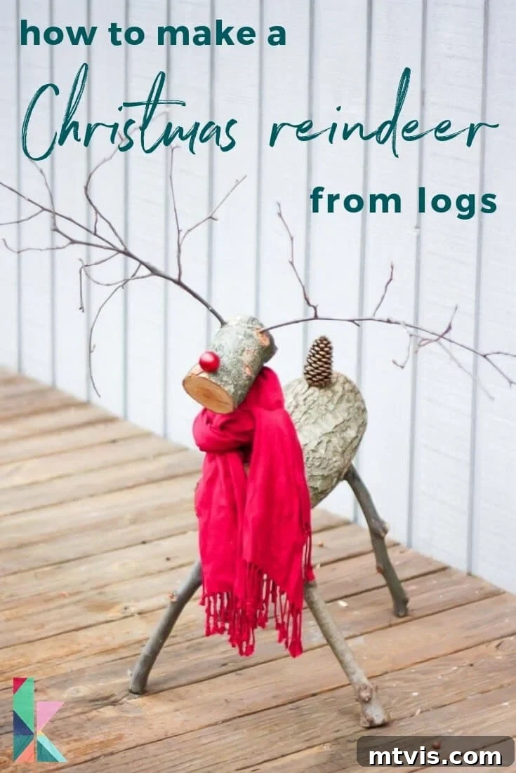 Crafting a Rustic Christmas Reindeer from Logs 2 How to make a beautiful, natural Christmas reindeer from logs for outdoor decoration