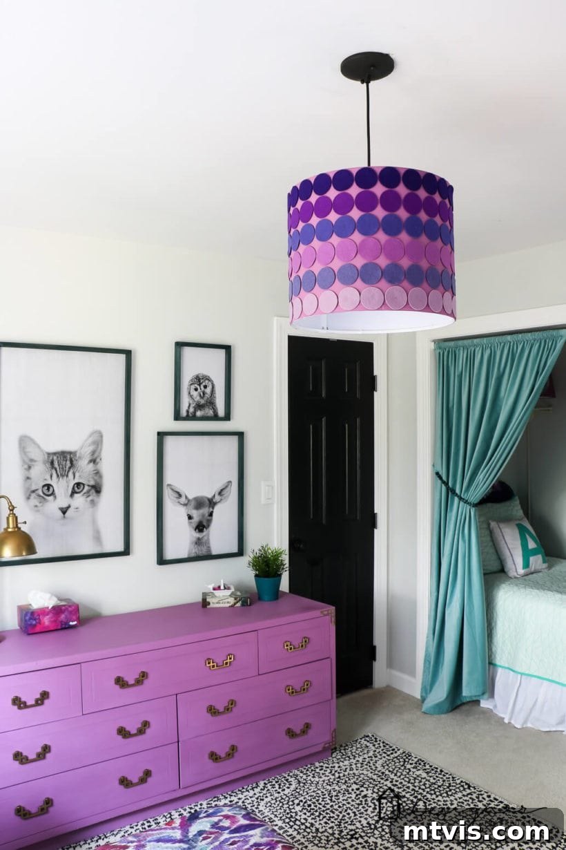 Finding Your Perfect Cricut Machine 11 Handmade ombre lampshade adorned with felt circles cut by Cricut Maker