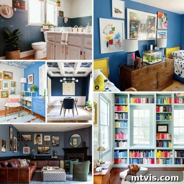 Selection of beautiful blue paint colors loved by designers for various home aesthetics.