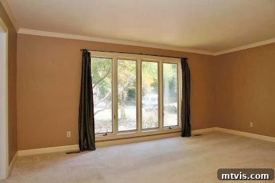 The Ultimate Playroom Unveiled 3 Before photo of the dull living room with dated decor