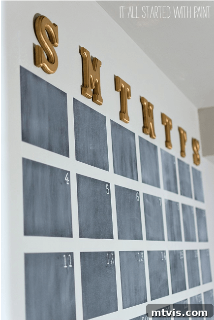 Conquer Family Chaos: Calendar Strategies for a Peaceful Home 13 A DIY chalkboard wall calendar, featuring customizable letters and numbers, offering a classic and functional solution for family organization.