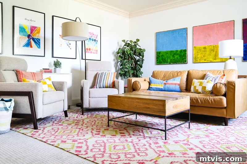 Playful and Chic Playroom Design Guide 19 Playroom ideas can include bonus rooms like this, with white walls, comfortable seating and child-friendly coffee tables and artwork.