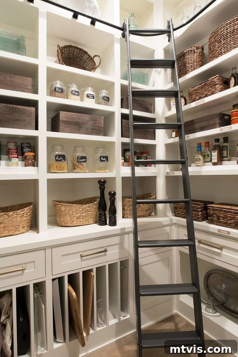 walk-in pantry with ladder