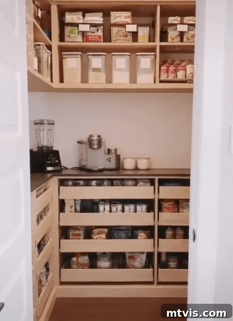 pantry with full extension drawers