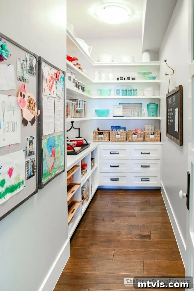 smart use of vertical storage in walk-in pantry