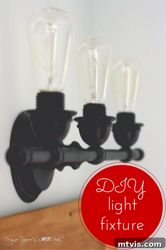 Transformative DIY industrial bathroom lighting update for under $30