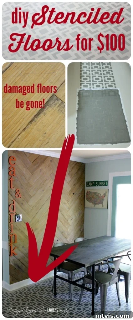 Transform your damaged wood floors with this stunning DIY stencil project. An affordable alternative to refinishing, these stenciled floors offer a beautiful and unique look. Discover the full tutorial and tips for success from Designer Trapped in a Lawyer's Body.
