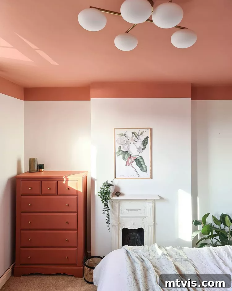 The Fifth Wall: Stunning Ceiling Designs 3 diy ceiling ideas- painted ceiling with color extending down the wall
