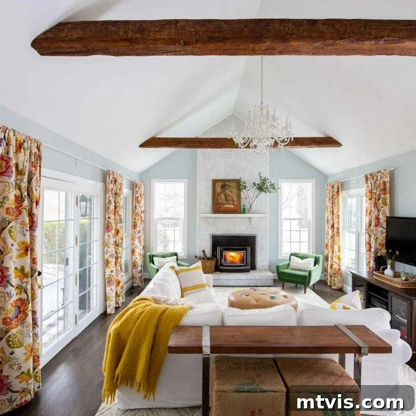 The Fifth Wall: Stunning Ceiling Designs 9 faux wood beams installed on a vaulted ceiling, adding warmth to the space