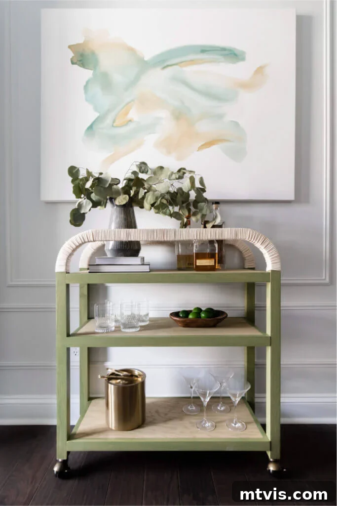 Portable DIY bar cart with rope handles for flexible entertaining