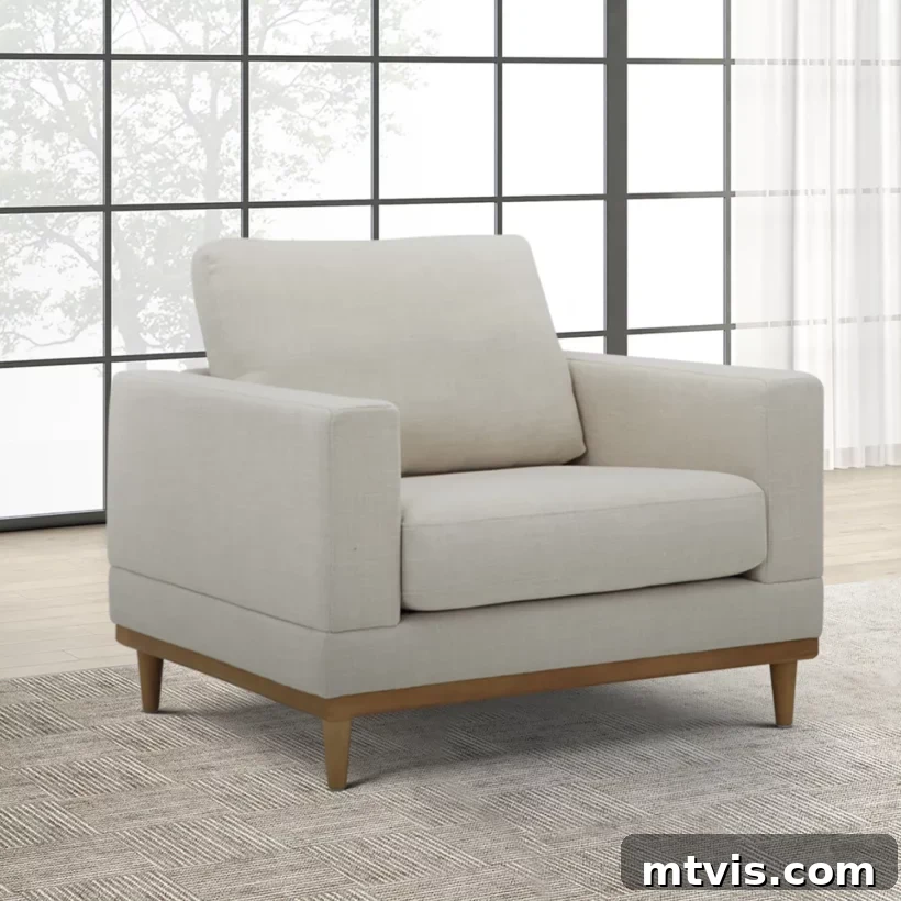 Score Stylish Accent Chairs on a Budget 13 An oversized modern armchair, offering comfort and sophistication, available at Walmart for under $500.