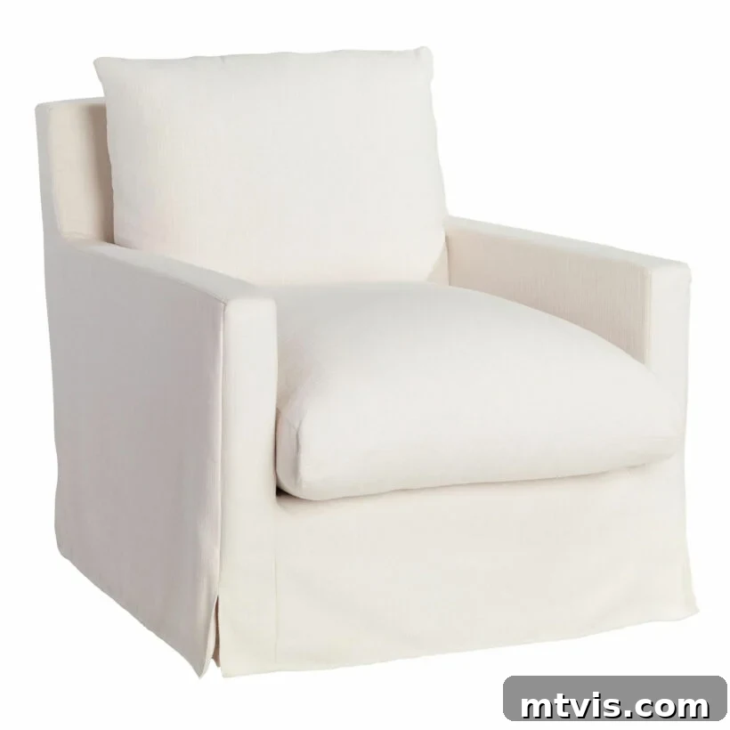 Score Stylish Accent Chairs on a Budget 7 Popular feather-filled swivel accent chair from World Market, a dupe for high-end brands.