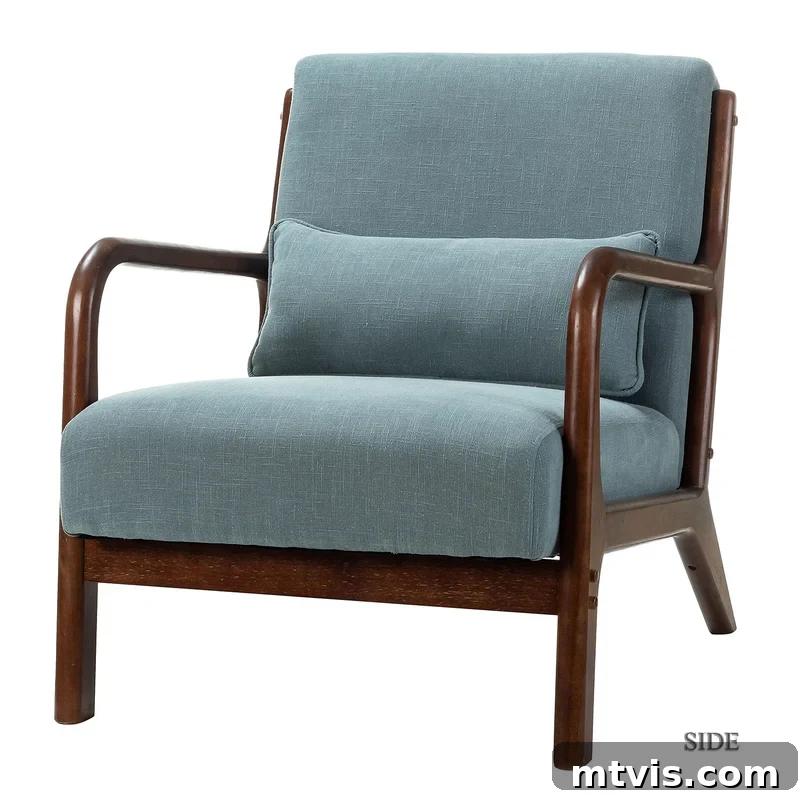 Score Stylish Accent Chairs on a Budget 8 A stylish linen and wood accent chair from Wayfair, perfect for modern and minimalist interiors, priced under $300.