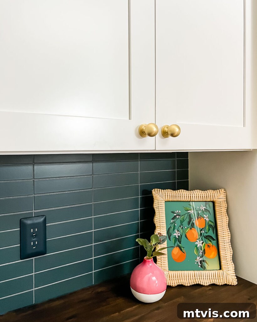 Installing a Tile Backsplash Made Simple 11 modern stacked kitchen backsplash with navy blue tiles white cabinets and wood countertops