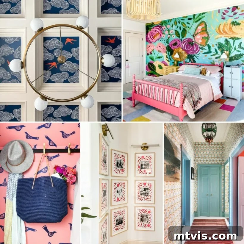 A stunning room showcasing unique wallpaper application, demonstrating how wallpaper can add color and pattern to a home beyond traditional paint.