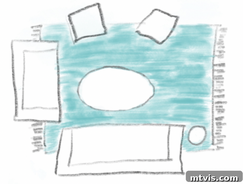 Mastering Living Room Rug Sizes 3 sketch showing ideal living room rug size and placement ensuring at least 2 legs of all furniture pieces sit on on the area rug