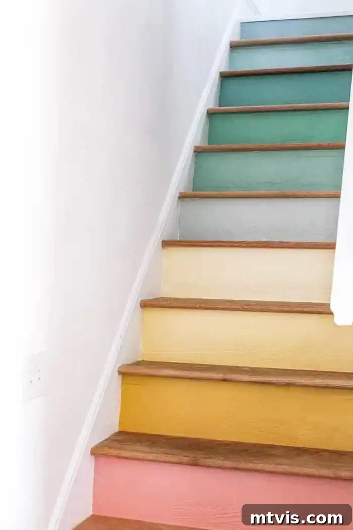 colorful DIY painted stairs