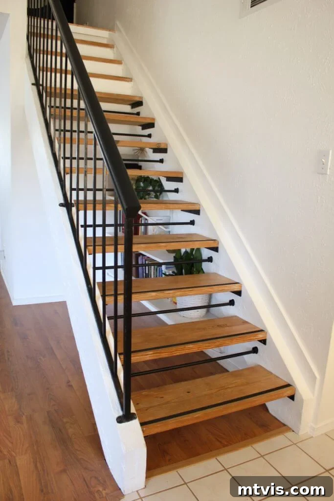 floating stairs staircase makeover with metal bars