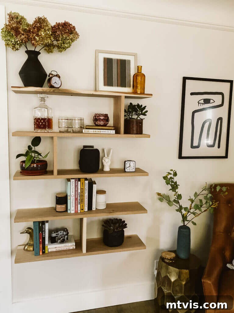 DIY Shelves Made Simple and Stylish 8 Midcentury style DIY floating shelf, unique and relatively easy to make