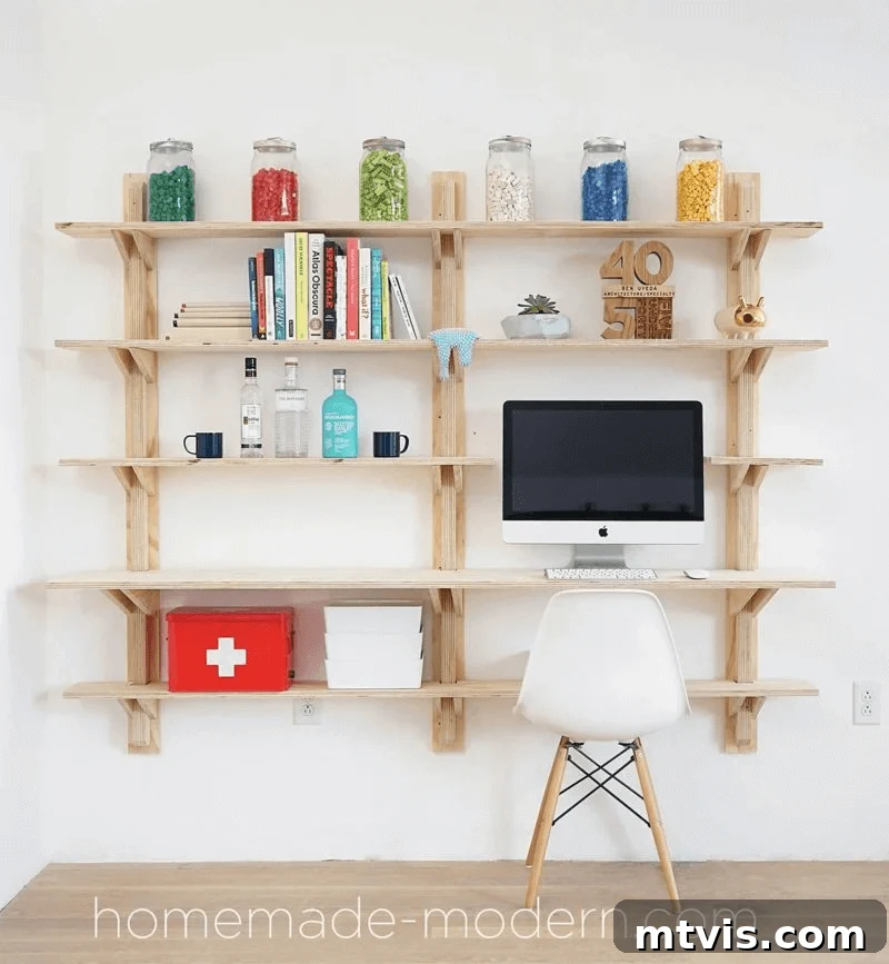 DIY Shelves Made Simple and Stylish 10 Plywood shelving system with brackets, customizable and budget-friendly