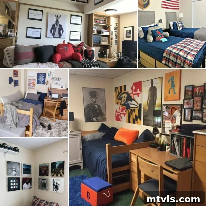 dorm room ideas for guys, featuring a modern and minimalist setup