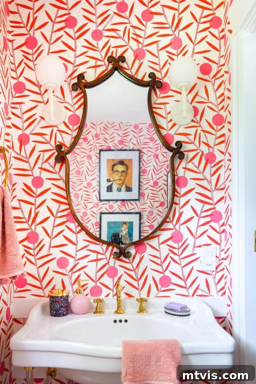 15+ Ingenious DIY Bathroom Renovation Ideas That Won't Break the Bank 9 bold and colorful wallpaper in a bathroom, adding significant visual interest