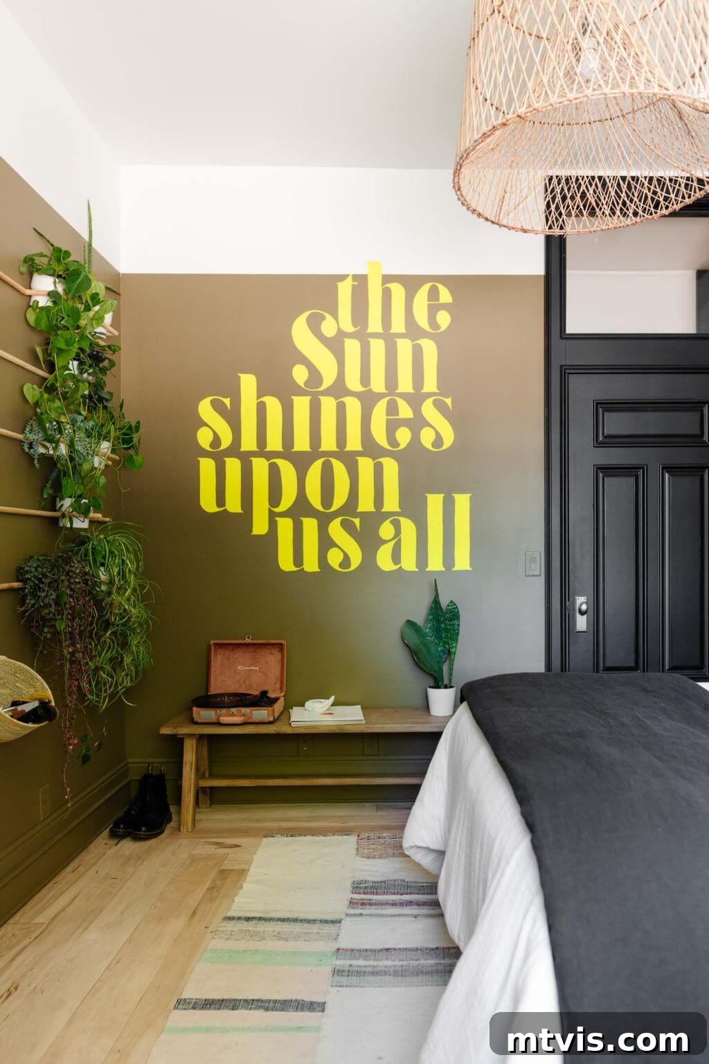 25 Creative Bedroom Transformations for Teenagers 17 A teen girl's bedroom with a wall of plants, and