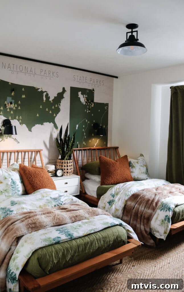 Brilliant Shared Kids' Bedroom Hacks 18 shared room with green and brown decor