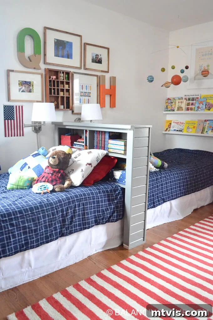 Brilliant Shared Kids' Bedroom Hacks 19 shared room with bright decor and heads of bed together