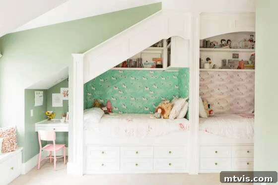 Brilliant Shared Kids' Bedroom Hacks 26 white built in beds with drawers underneath and shelves above