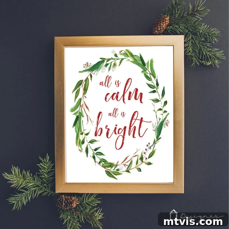 Festive Freebies Seasonal and Holiday Printables 13 Chic minimalist 'Silent Night' Christmas printable, ideal for contemporary holiday home decor.