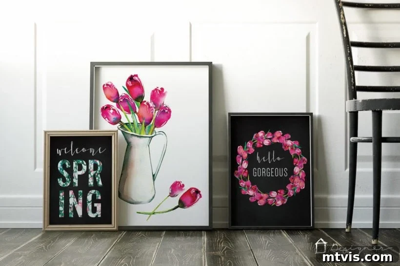 Festive Freebies Seasonal and Holiday Printables 7 Fresh and vibrant 'Hello Spring' printable, perfect for welcoming the season of renewal into your home.