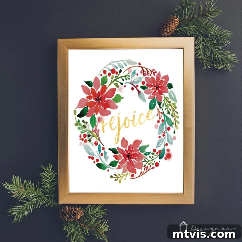Festive Freebies Seasonal and Holiday Printables 9 Joyful 'Merry & Bright' Christmas typography printable, bringing festive cheer and modern style to your holiday home.