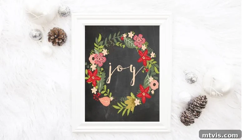 Festive Freebies Seasonal and Holiday Printables 10 Charming vintage-style Christmas tree printable on a chalkboard background, perfect for a nostalgic holiday feel.