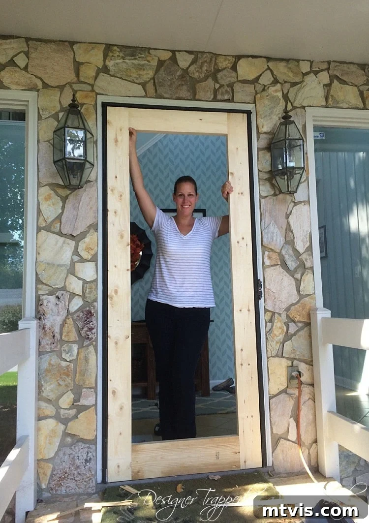 Craft Your Perfect Screen Door 4 Dry fitting the outer frame of a DIY screen door in an existing door frame