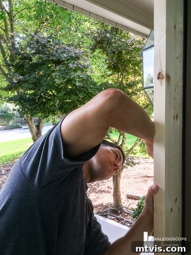Craft Your Perfect Screen Door 5 Marking hinge placement on the DIY screen door frame during dry fit