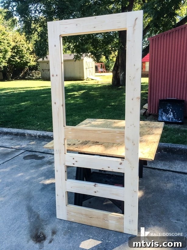 Craft Your Perfect Screen Door 7 Fully assembled wooden frame of the DIY screen door